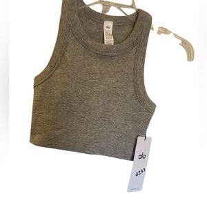 NWT Alo Yoga seamless delight high neck bra ATHLETIC HEATHER GREY Size XS
